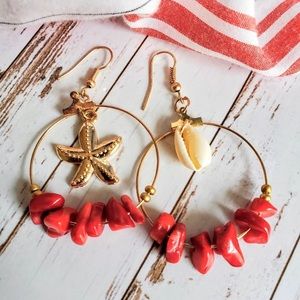 Coral Seaside Hoop Earrings
